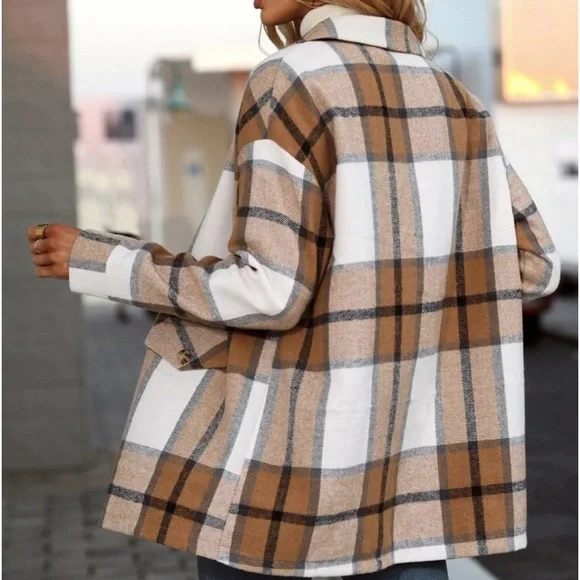 Comfy Oversized Plaid Button Down Jacket - Picture 8 of 13